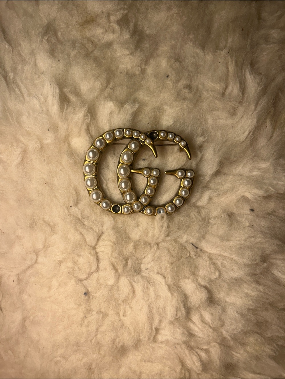 Designer inspired Gold Pearl Double-G Brooch - Designer-Inspired Women’s Jewelry